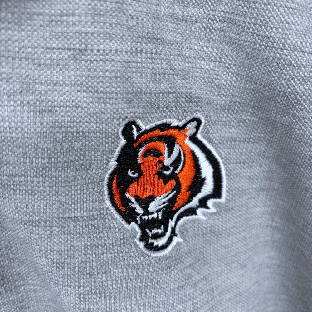 Pro Edge Cincinnati Bengals Polo Shirt XL Men's Gray Embroidered NFL Ringer - Picture 3 of 9